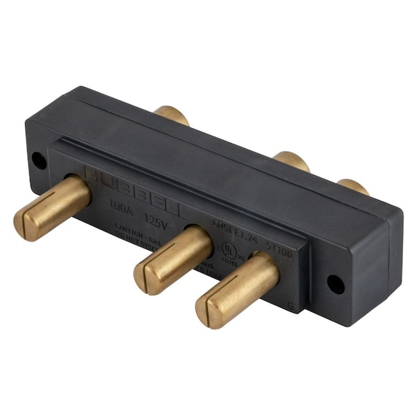 Hubbell Wiring Device-Kellems Pin & Sleeve Receptacle, 100 A, 125V AC, Screw Terminals Wire Connection Type Black HBL100SPMRRT - main